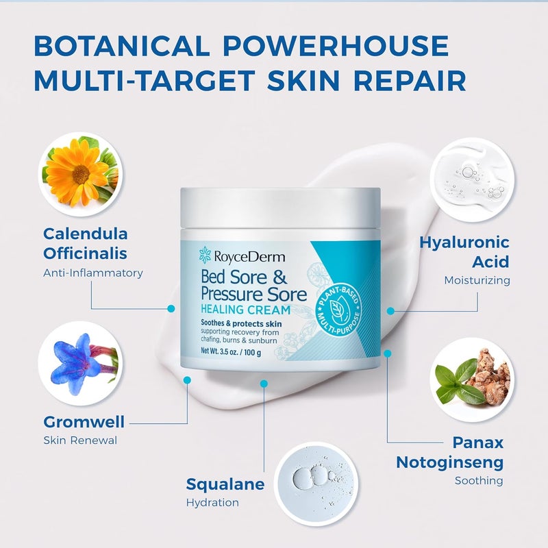 Roycederm Bed and Pressure Sore Treatment Cream Fast Healing Cream for Chafed Skin and Pressure Ulcers on Legs Buttocks Pressure Sore Relief for Bedridden Elderly and Amputees with Calendula 35OZ - Image 5