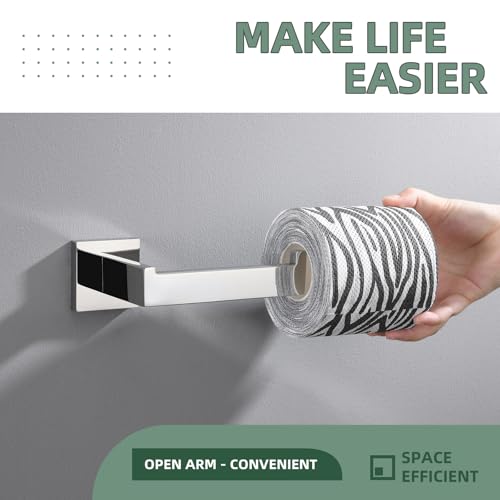 Angle Simple Toilet Paper Holder, Angle Simple SUS304 Stainless Steel Bathroom Tissue Holder, Open Arm Toilet Paper Roll Hanger Wall Mount, Polished Chrome - Image 4