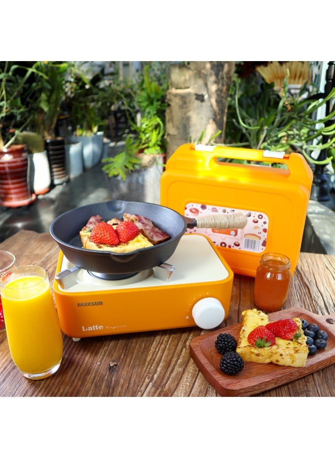 ماكسن موقد تخييم صغير (موقد كاسيت) من سلسلة لاتيه، مصنوع من الفولاذ المقاوم للصدأ عالي الجودة، موقد محمول مع حقيبة حمل - Image 3