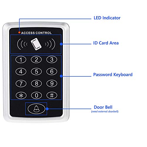 AMOCAM Door Access Control System, Stand-Alone Password Keypad + 5PCS Key Fobs Keychains for Entry Home Security Access Controller - Image 3