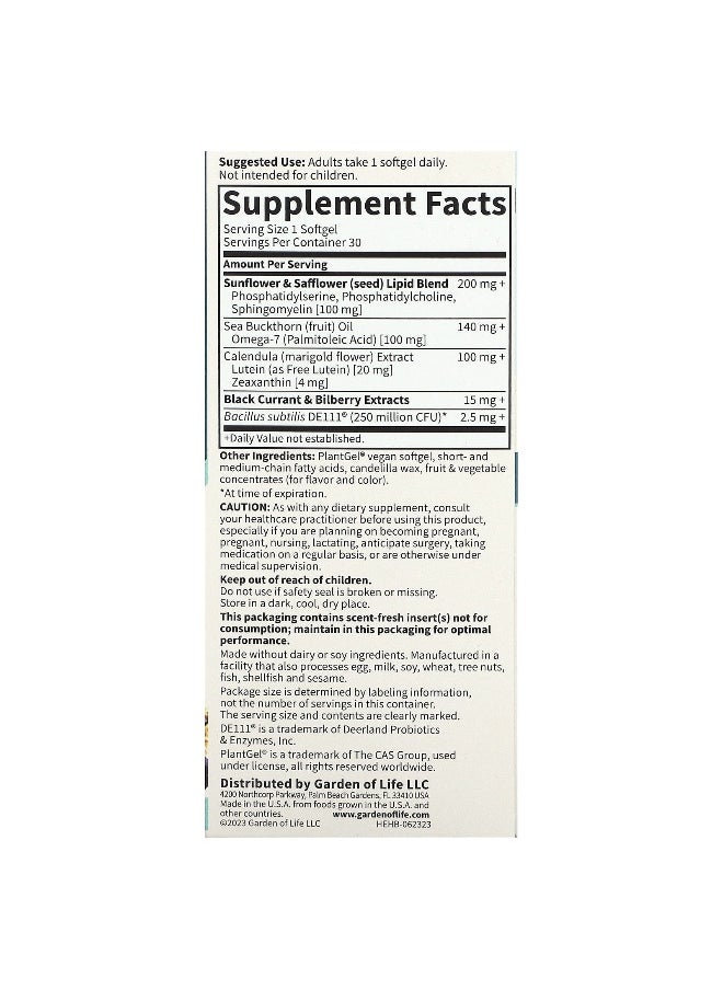 Garden of Life Garden of Life, Herbals, Eye Health, Berry, 30 Vegan Softgels  - Image 2