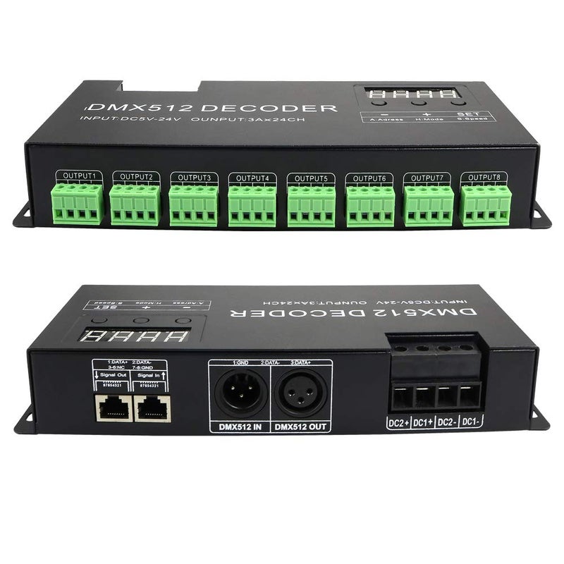 AZIMOM 24 Channel DMX Decoder Controller with Digital Display DC5V-24V 3A/CH RGB DMX512 led Controller Tape Strip Light Decoder Dimmer - Image 2