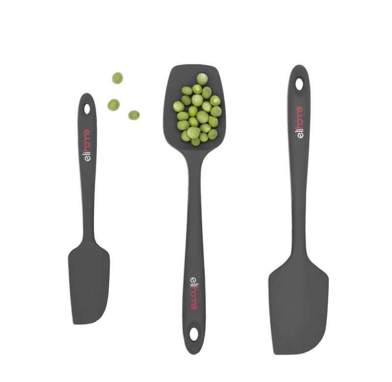Elihome Chef Series 3 Piece Silicone Spatula Set - 600F Heat Resistant Non Stick Rubber Kitchen Scraper Spatulas for Cooking  Baking  and Mixing - BPA Free and LFGB Certified Silicone (Grey) - Image 1