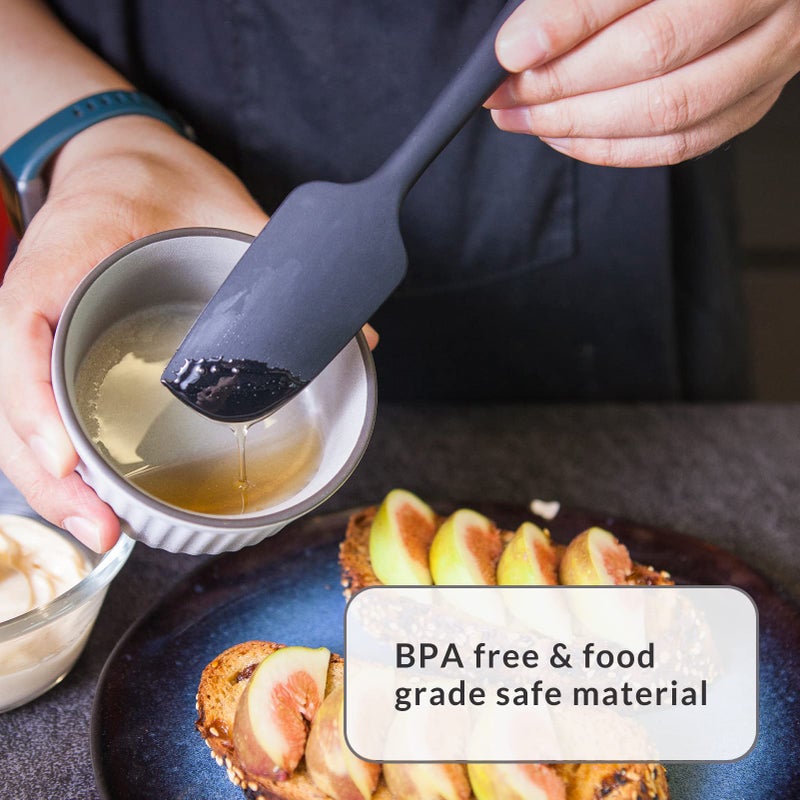 Elihome Chef Series 3 Piece Silicone Spatula Set - 600F Heat Resistant Non Stick Rubber Kitchen Scraper Spatulas for Cooking  Baking  and Mixing - BPA Free and LFGB Certified Silicone (Grey) - Image 5