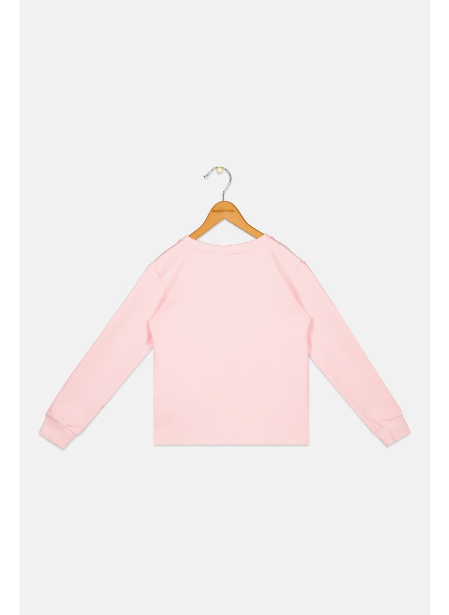 FILA Kids Girl Sportswear Fit Long Sleeves Outdoors Sweatshirts, Pink  - Image 2