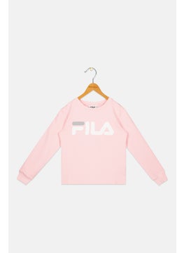 FILA Kids Girl Sportswear Fit Long Sleeves Outdoors Sweatshirts, Pink  - Image 1