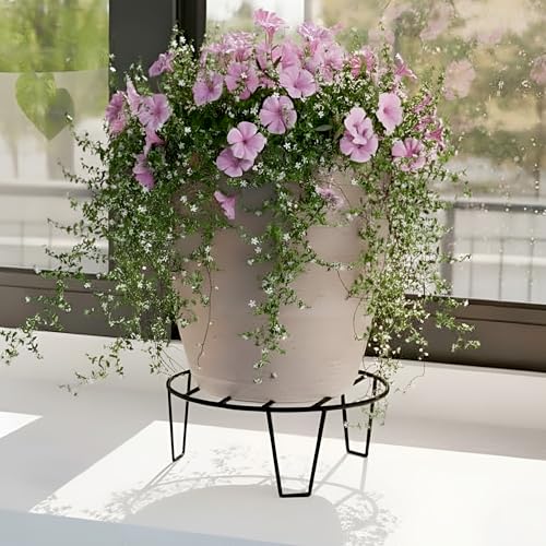WonderStand Orion | Round Plant Stands for Balcony Rust-Proof Flower Pot Stand Galvanized Metal with 7 Layer Coating (Set of 1) - Image 1