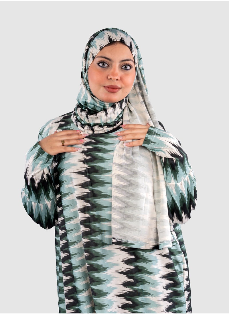 ARTLOOK - A comfortable, loose-fitting prayer robe with an attached hijab scarf - various colors and designs - Image 1