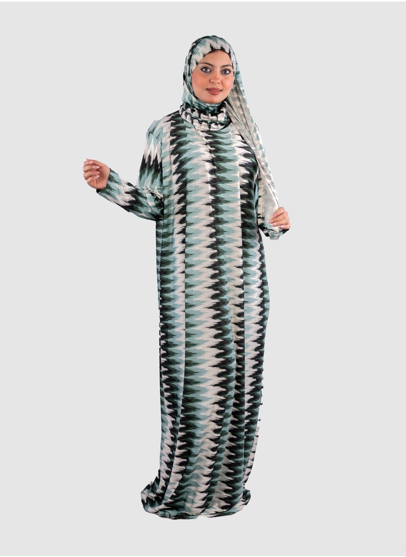 ARTLOOK - A comfortable, loose-fitting prayer robe with an attached hijab scarf - various colors and designs - Image 1