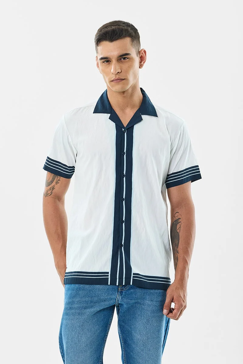 SNITCH White Graphic Half Sleeve Boxy Shirt