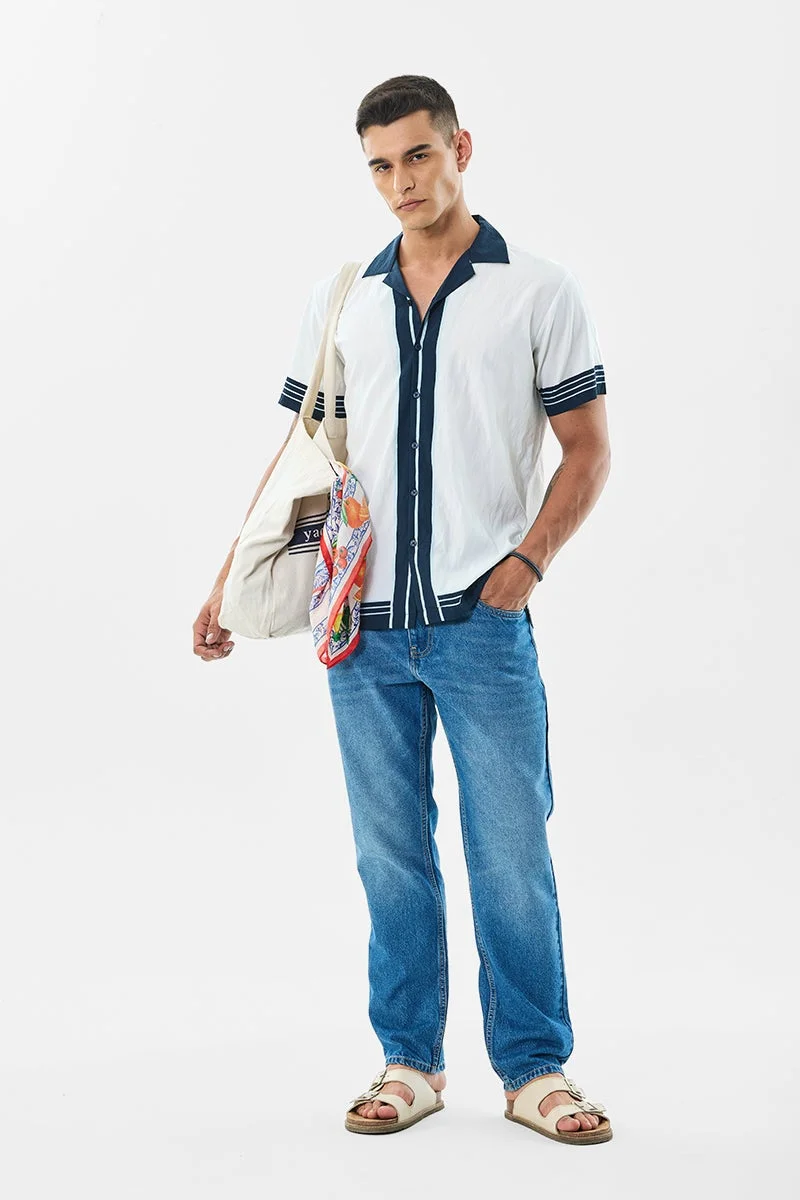 SNITCH White Graphic Half Sleeve Boxy Shirt