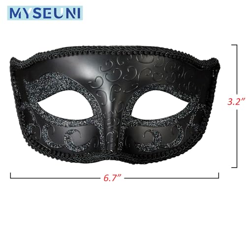 MYSEUNI 2025 New Black Masquerade Mask for Men- Retro Venetian Mens Mascarade Mask for Cosplay Halloween Party Mardi Gras Mascarade Ball - Image 4