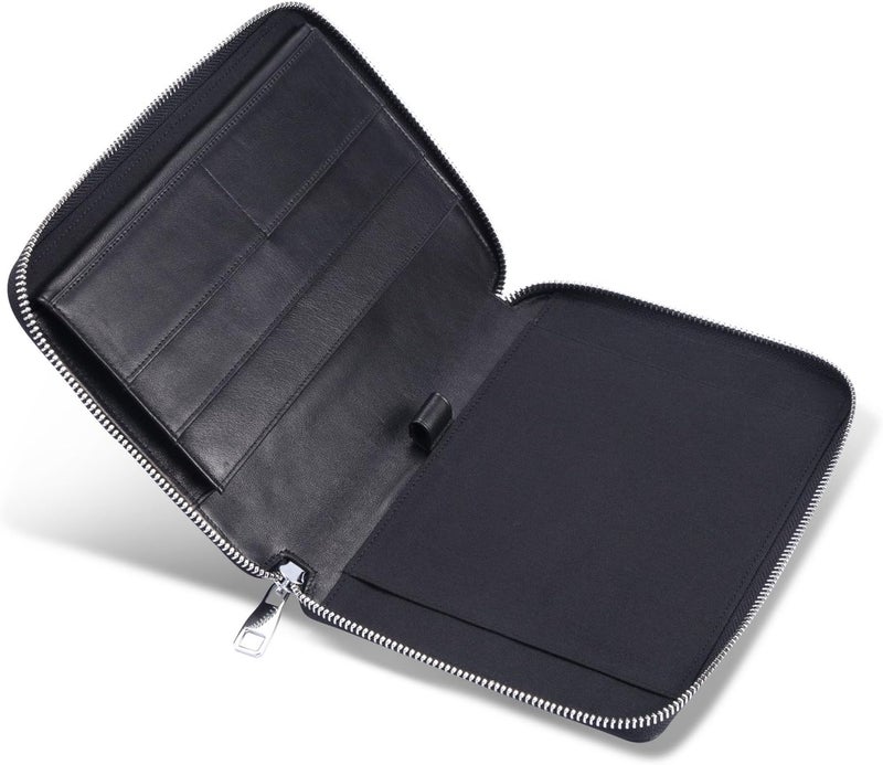 HISCOW Leather Junior Padfolio for Men & Women with Pen Loop, Italian Calfskin, Business Portfolio Notebook Folder (Zippered Black) - Image 4