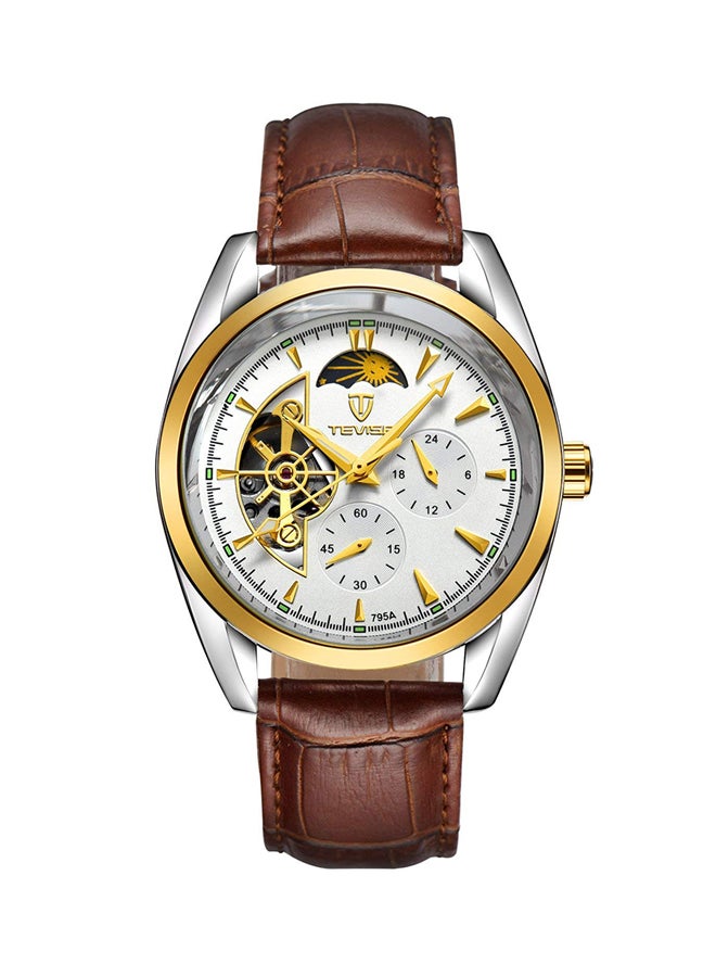 Tevise Men's Leather Chronograph Watch B07B4WCVNV-6 - 40 mm - Brown - Image 1