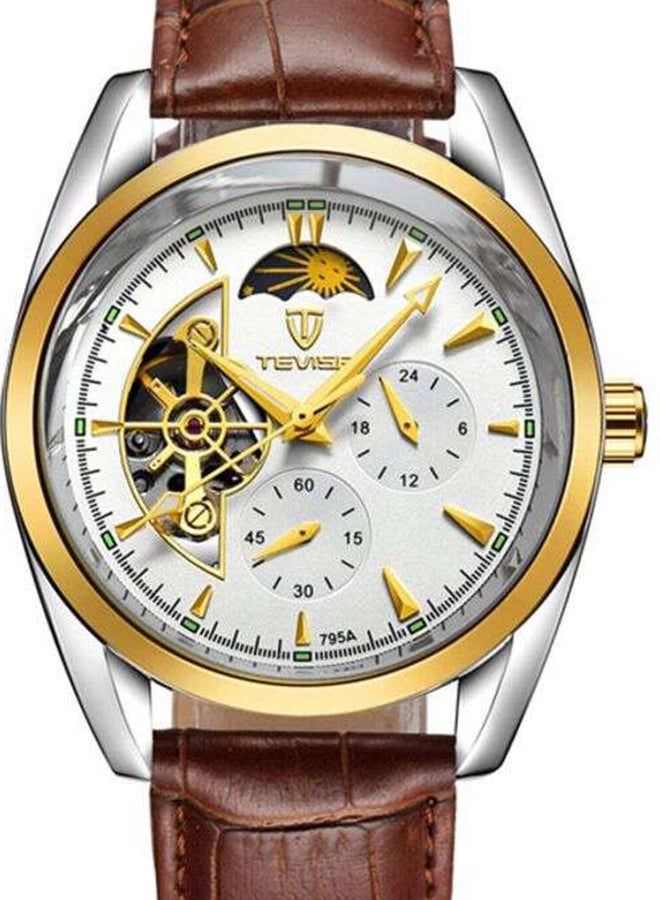 Tevise Men's Leather Chronograph Watch B07B4WCVNV-6 - 40 mm - Brown - Image 2