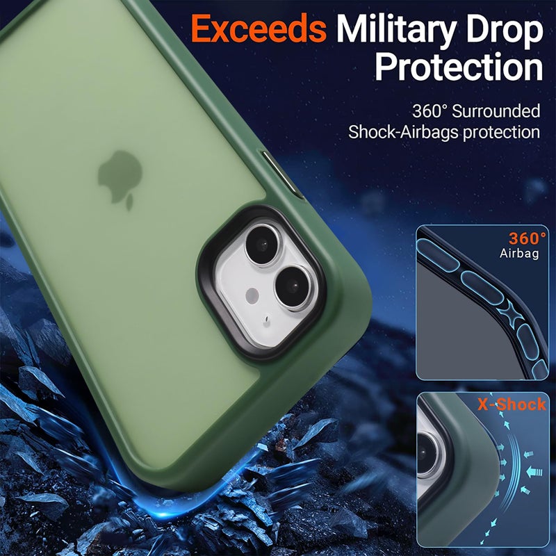 Yriklso for iPhone 11 Phone Case, Shockproof for iPhone 11 Case, Military Grade Drop Protection, Protective Hard Back Slim Translucent Case for iPhone 11 6.1'', Frosted Green - Image 3