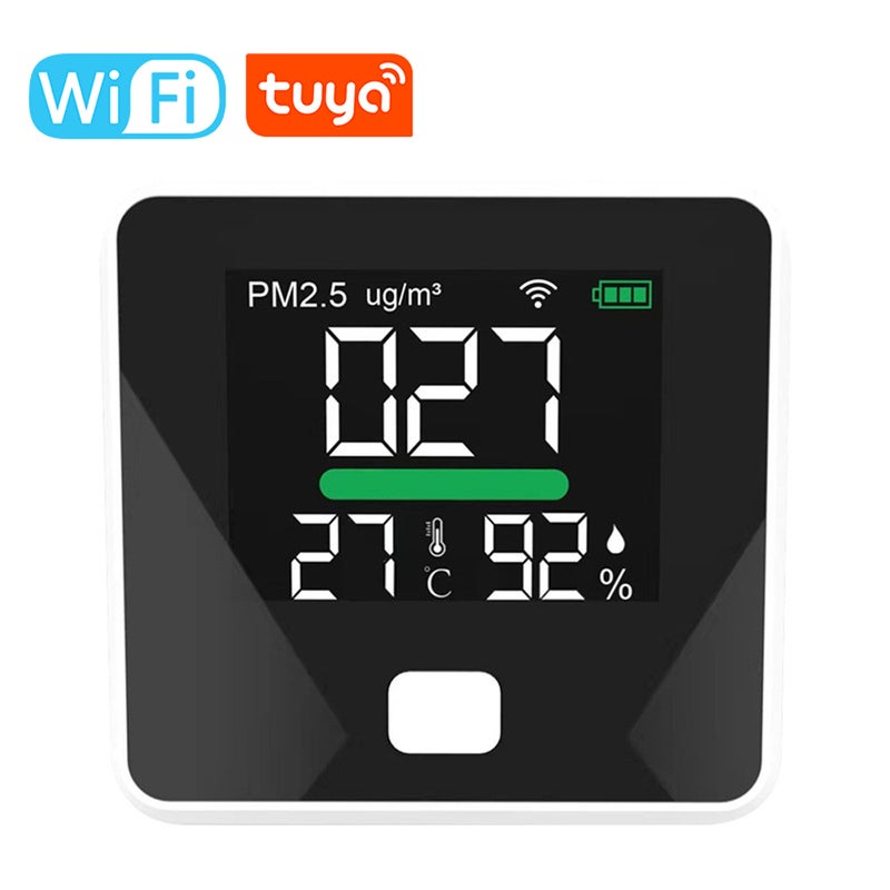 Tuya WIFI 3 in 1 Air Quality Monitor PM2.5 Temperature Humidity Detector Support Low Battery Warning for Home Office Car - Image 1