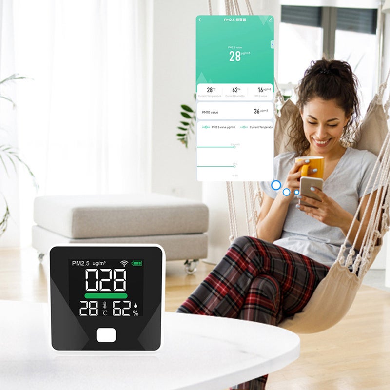 Tuya WIFI 3 in 1 Air Quality Monitor PM2.5 Temperature Humidity Detector Support Low Battery Warning for Home Office Car - Image 4