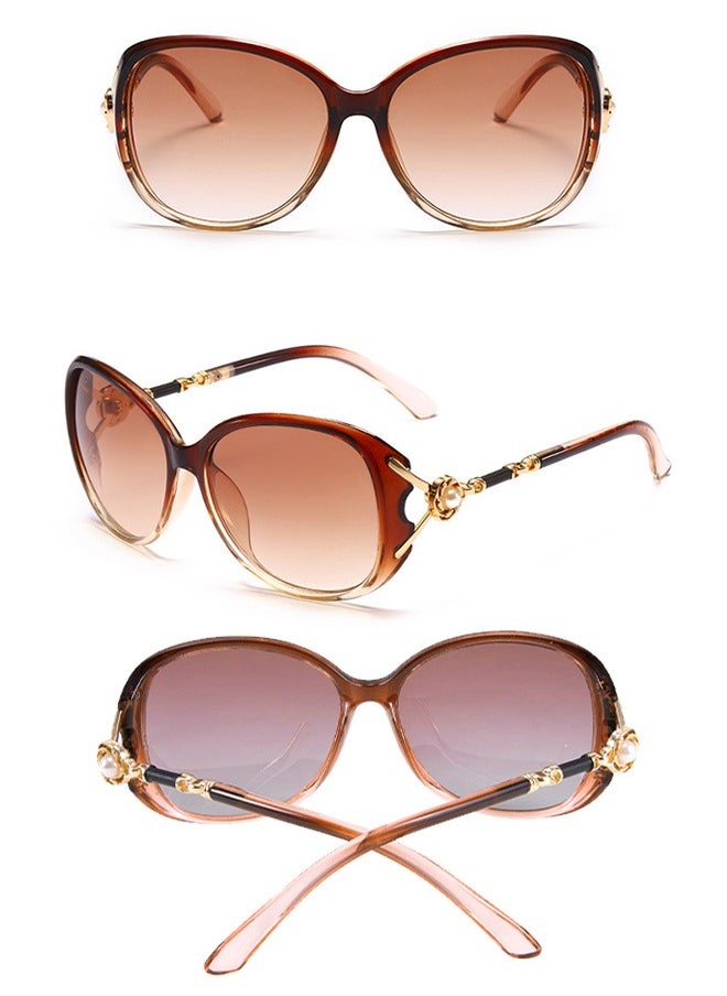AZorb Sunglasses Women Diamond Decoration Fashion Oval Women's Sun Glassess Accessories for Ladies Travle Outdoor Driving UV Protection Shades Brown..  - Image 2