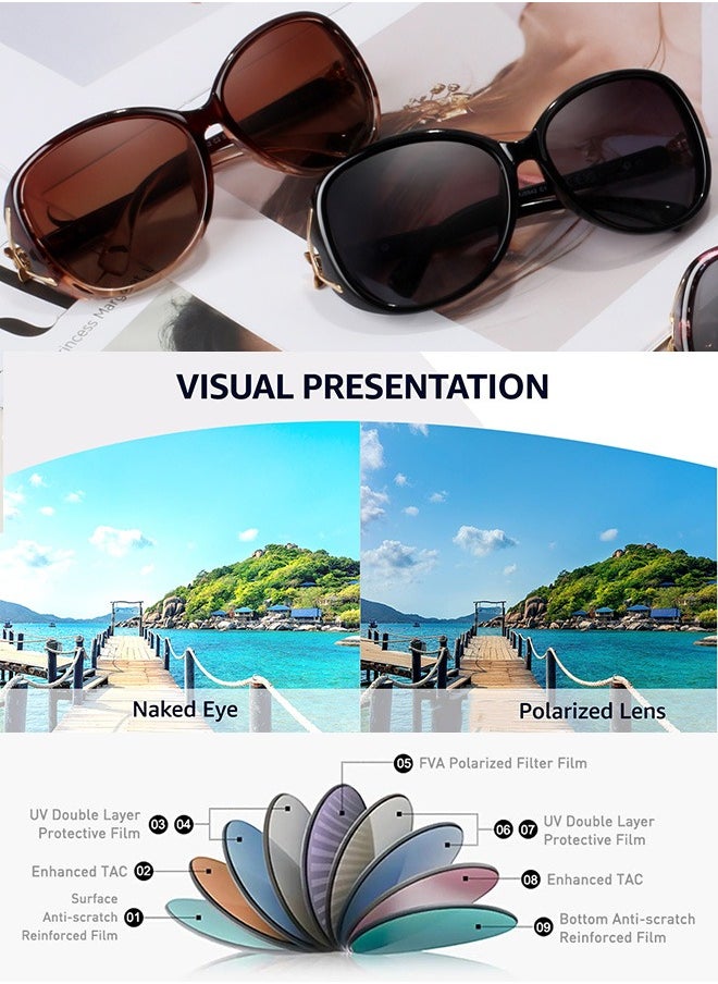 AZorb Sunglasses Women Diamond Decoration Fashion Oval Women's Sun Glassess Accessories for Ladies Travle Outdoor Driving UV Protection Shades Brown..  - Image 3