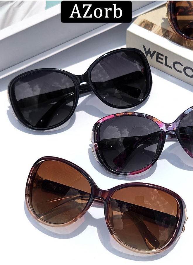 AZorb Sunglasses Women Diamond Decoration Fashion Oval Women's Sun Glassess Accessories for Ladies Travle Outdoor Driving UV Protection Shades Brown..  - Image 5
