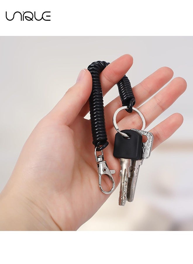 Unique - Retractable Coil Spring Keychains, 10pcs Spiral Elastic Cord Coil Keychain Strap Theftproof Anti-lost Stretch Cord Safety Key Ring with Metal Lobster Clasp for Keys, Wallets, Cellphone(10 Colors) - Image 1