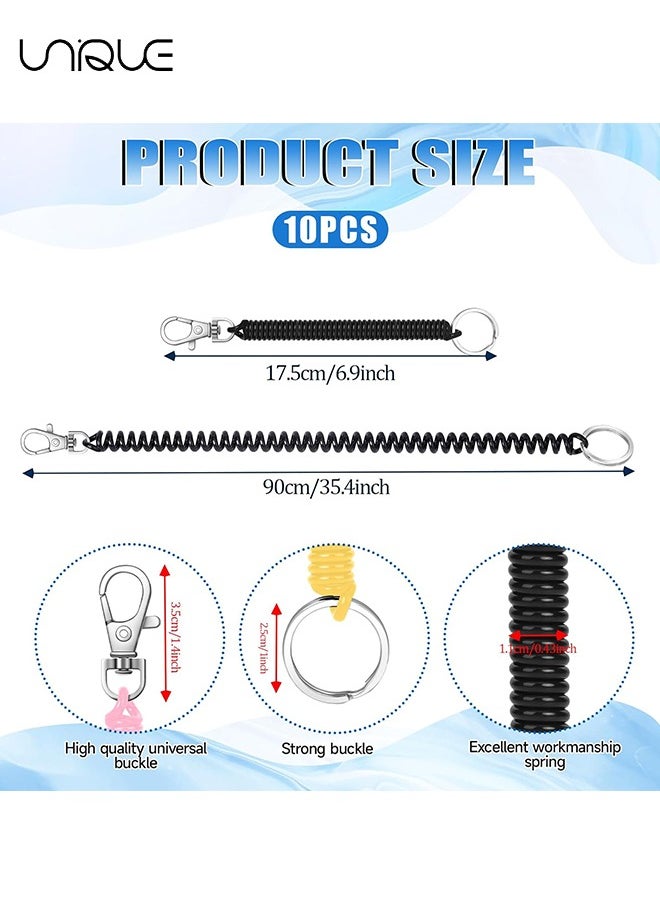 Unique - Retractable Coil Spring Keychains, 10pcs Spiral Elastic Cord Coil Keychain Strap Theftproof Anti-lost Stretch Cord Safety Key Ring with Metal Lobster Clasp for Keys, Wallets, Cellphone(10 Colors) - Image 1