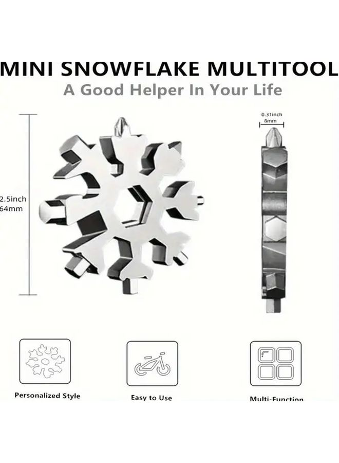 Snowflake Multitool Silvery Keychain Hex Phillips Flat Head Screwdriver Bits Compact Durable EDC Gear Gift - Image 2