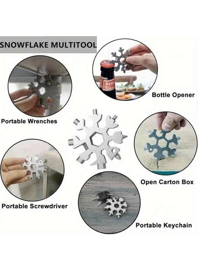 Snowflake Multitool Silvery Keychain Hex Phillips Flat Head Screwdriver Bits Compact Durable EDC Gear Gift - Image 4