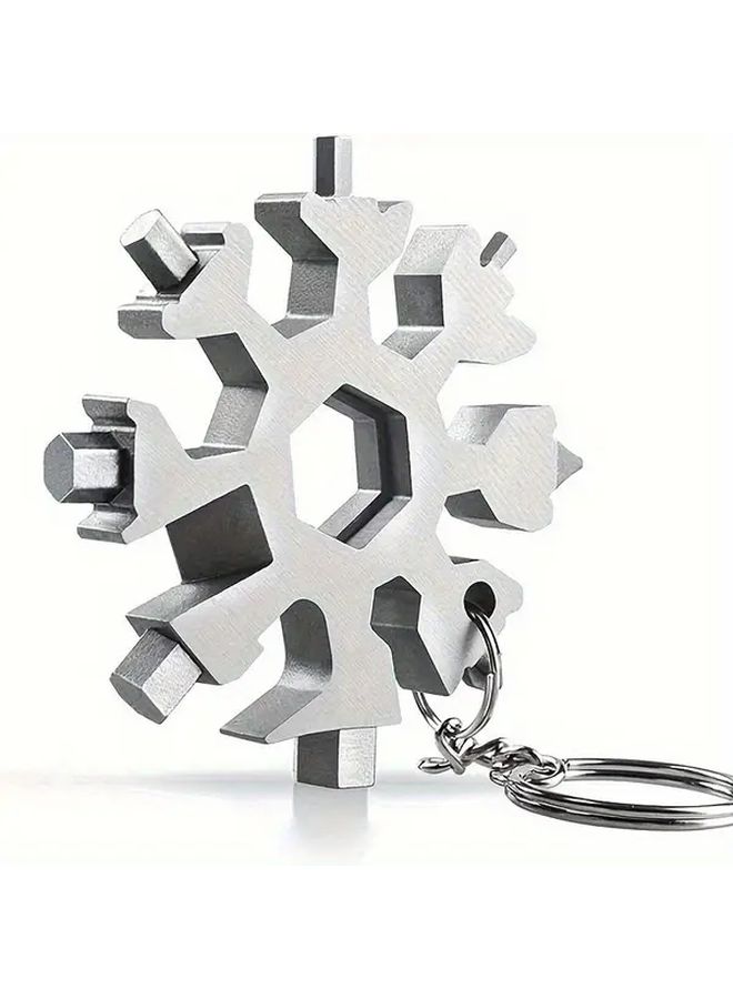 Snowflake Multitool Silvery Keychain Hex Phillips Flat Head Screwdriver Bits Compact Durable EDC Gear Gift - Image 1