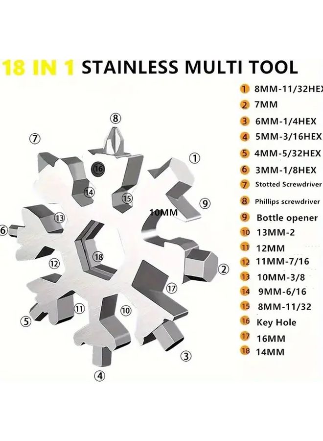 Snowflake Multitool Silvery Keychain Hex Phillips Flat Head Screwdriver Bits Compact Durable EDC Gear Gift - Image 5