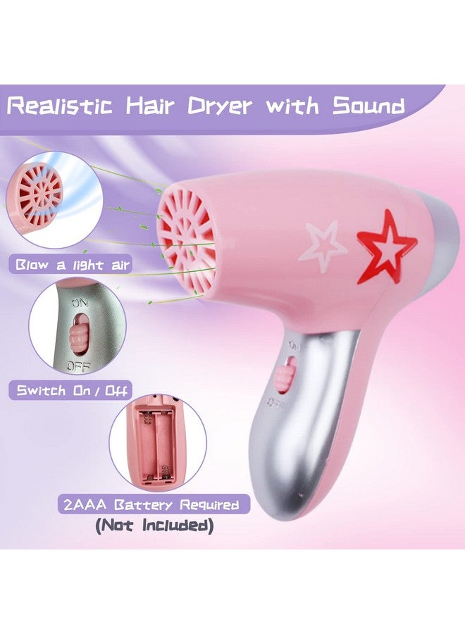 Gifts2U Gifts2U Girls Beauty Salon Set, 23 Pcs Kids Beauty Salon Toy Kit Pretend Hair Styling Set for Girls with Blow Dryer, Barber Costume Apron, Scissors and Stylist Accessories - Image 2