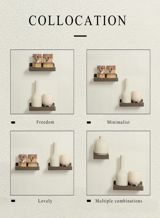 Freezing point Small Floating Shelf for Wall Set of 2 Natural Wood 8Inch Mini Wall Shelves Decor Plant Display Collectibles Mounted Kitchen Bathroom Bedroom Corner Decorative Storage Tiny Stand Coffee - Image 2