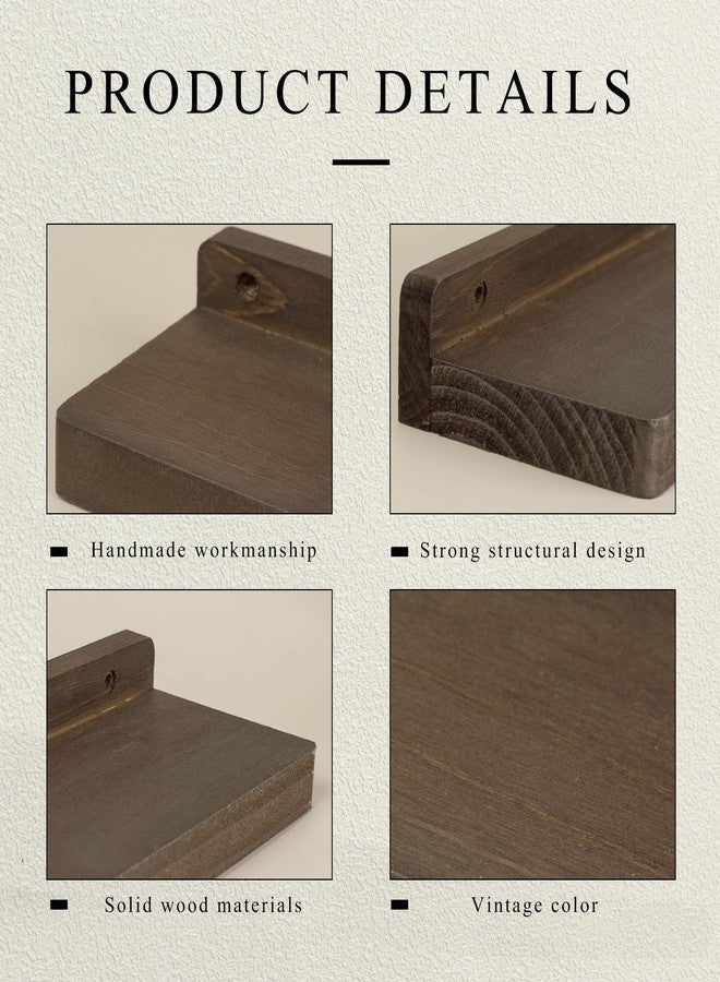 Freezing point Small Floating Shelf for Wall Set of 2 Natural Wood 8Inch Mini Wall Shelves Decor Plant Display Collectibles Mounted Kitchen Bathroom Bedroom Corner Decorative Storage Tiny Stand Coffee - Image 4