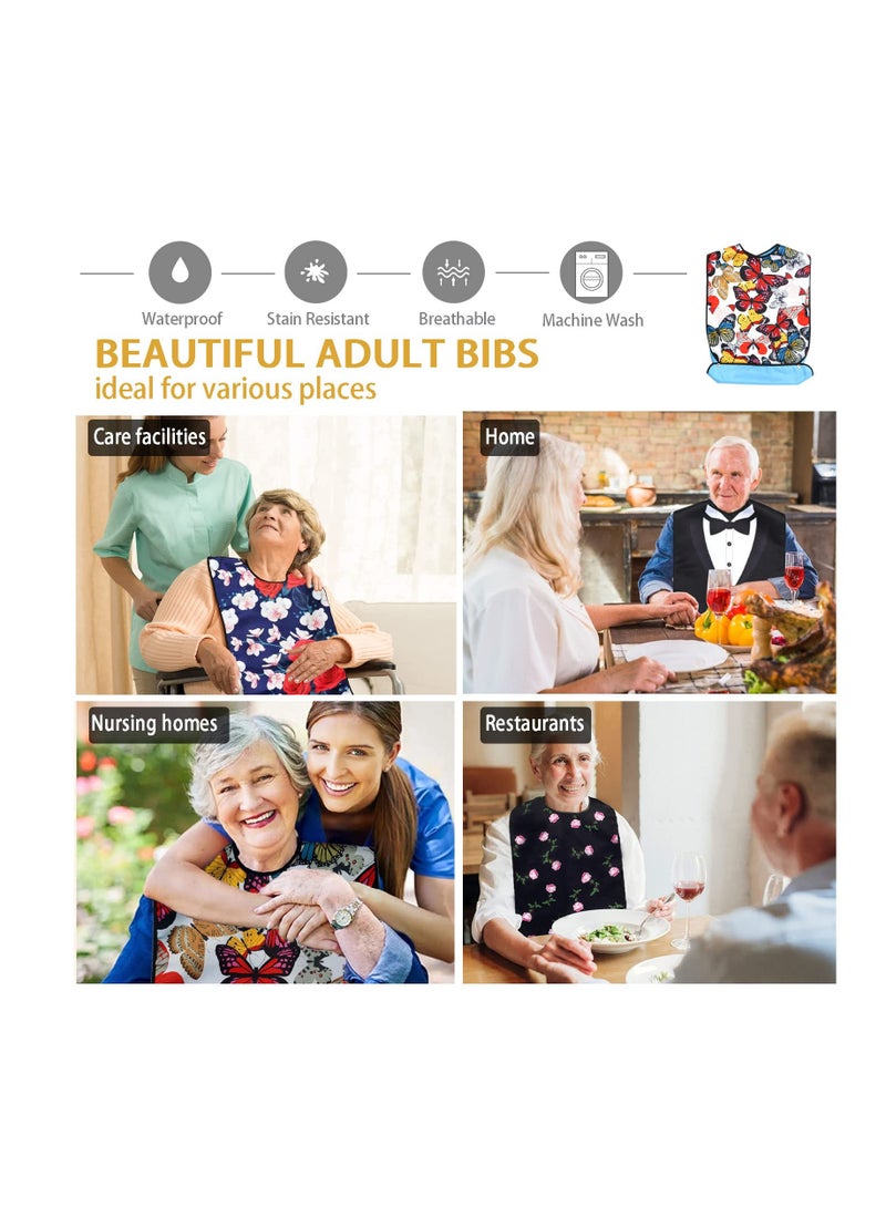 Excefore Waterproof Washable Adult Bibs for Elderly Women, Reusable Large Adult Bibs for Eating with Snaps, Feeding Bibs for Adults Senior Citizens with Crumb Catcher, Designed for Comfort and Convenience - Image 3