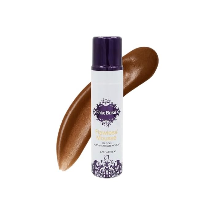 Fake Bake Flawless Self Tanning Mousse Streak-Free, Long-Lasting Natural Glow For All Skin Tones Women & Men - Sunless Tanner Includes Mitt For Easy Application, Black Coconut Scent - 6.7 oz