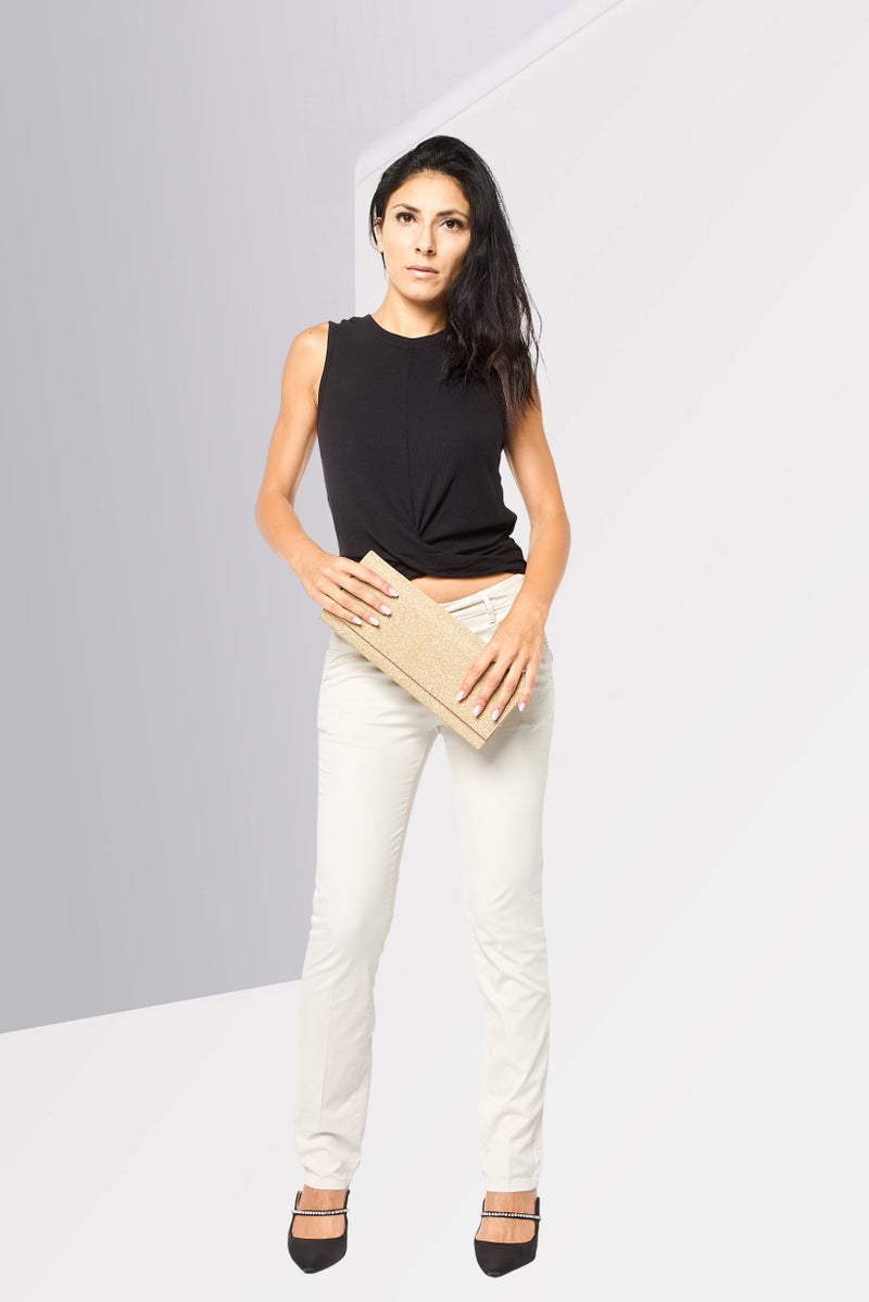 Scuderia Ferrari Women Slim Fit Solid Stretchable Chino Pants, Light Stone - Image 2