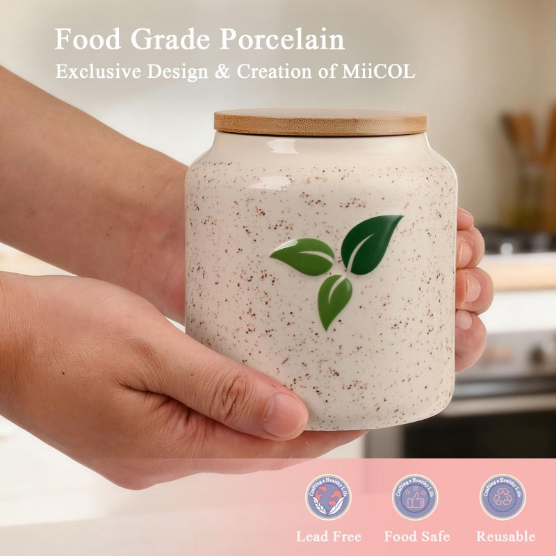 Miicol Ceramic Storage Canister with Airtight Lid, Food Storage Container, Round Tea Canister, Pantry Organizer, Kitchen Storage Jar for Coffee Bean, Flour, Pasta, Sugar, Spices, 20 fl.ozâ€Œ - Image 4