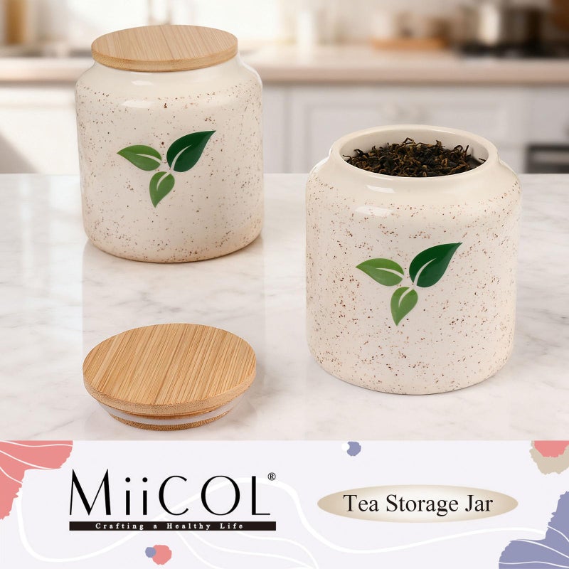 Miicol Ceramic Storage Canister with Airtight Lid, Food Storage Container, Round Tea Canister, Pantry Organizer, Kitchen Storage Jar for Coffee Bean, Flour, Pasta, Sugar, Spices, 20 fl.ozâ€Œ - Image 2