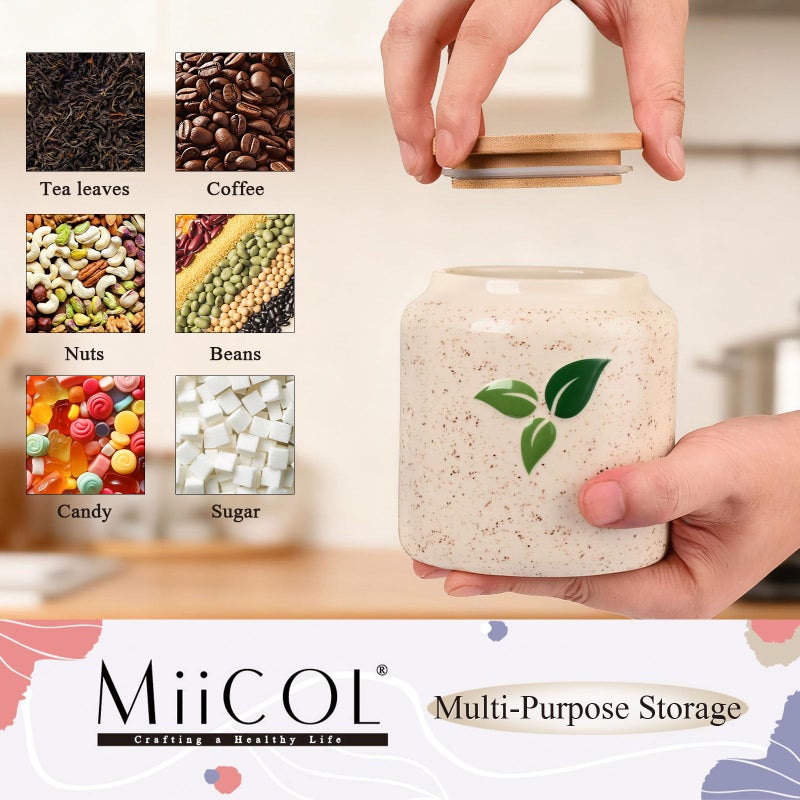 Miicol Ceramic Storage Canister with Airtight Lid, Food Storage Container, Round Tea Canister, Pantry Organizer, Kitchen Storage Jar for Coffee Bean, Flour, Pasta, Sugar, Spices, 20 fl.ozâ€Œ - Image 5