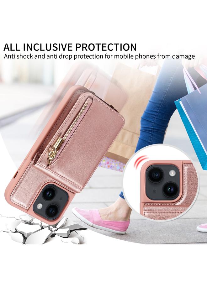 S-TOP Case For iPhone 14 Crossbody Lanyard Zipper Wallet Leather Phone Case - Image 5