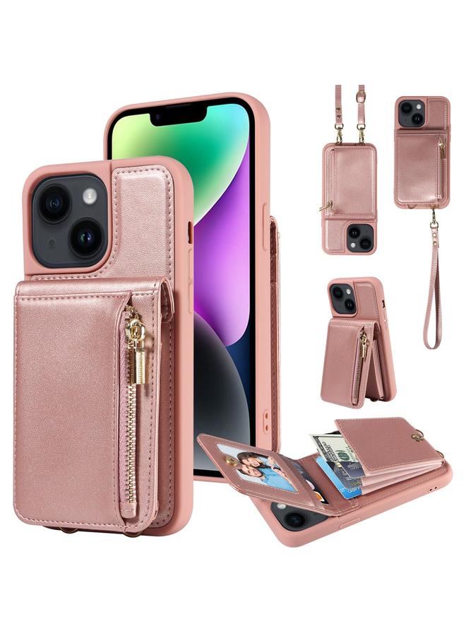 S-TOP Case For iPhone 14 Crossbody Lanyard Zipper Wallet Leather Phone Case - Image 1