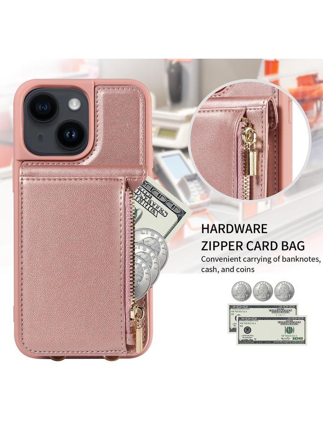 S-TOP Case For iPhone 14 Crossbody Lanyard Zipper Wallet Leather Phone Case - Image 3