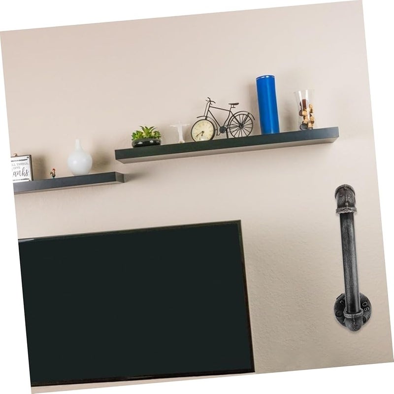 Vintage Iron Wall Shelf Bracket Heavy Duty Retro Pipe Design For Kitchen Bathroom - Image 3