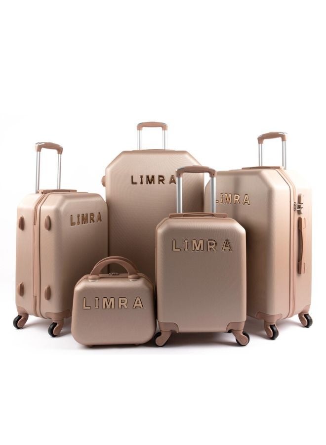 ليمرا طقم شنط سفر مكون من 5 حقائب أمتعة ذهبي - Image 1