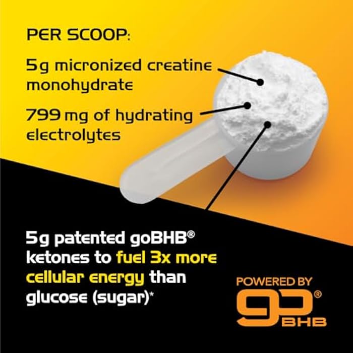 Real Ketones مسحوق الكرياتين مونوهيدرات المجهرية - مكمل قبل التمرين بدون منشطات مع كرياتين 5 جرام وإلكتروليتات goBHB الحاصلة على براءة اختراع لتعزيز الطاقة والتركيز وبناء العضلات والتعافي (30 حصة - طعم محايد) - Image 2
