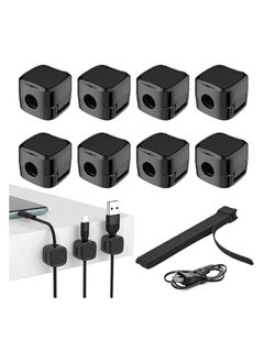 erorex Cable Organizer Clips 8Pcs Desk Cable Organizer Magnetic Cord Organizer Universal Compatibility&Strong Magnetic Grip Equipped with 20 Pcs Hook and Loop Cable Ties Office Game Desktop Storage  - Image 1