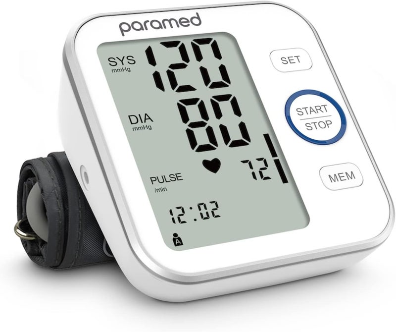 Paramed Blood Pressure Monitor  Bp Machine  Automatic Upper Arm Blood Pressure Cuff 87165 inches  Large LCD Display 120 Sets Memory  Device Bag  Batteries Included - Image 1