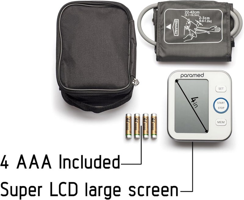 Paramed Blood Pressure Monitor  Bp Machine  Automatic Upper Arm Blood Pressure Cuff 87165 inches  Large LCD Display 120 Sets Memory  Device Bag  Batteries Included - Image 5