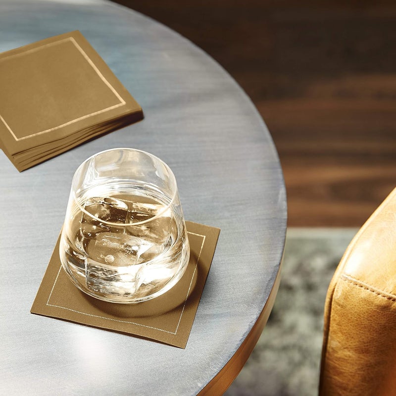 FIVE STAR NAPKINS Five Star Cocktail Napkins, 50 Luxury Cotton Disposable Cocktail Party Napkins, 4.5" x 4.5" for Home Bars, Game Nights, Beverages, Birthdays, Weddings & Holidays, Khaki - Image 4